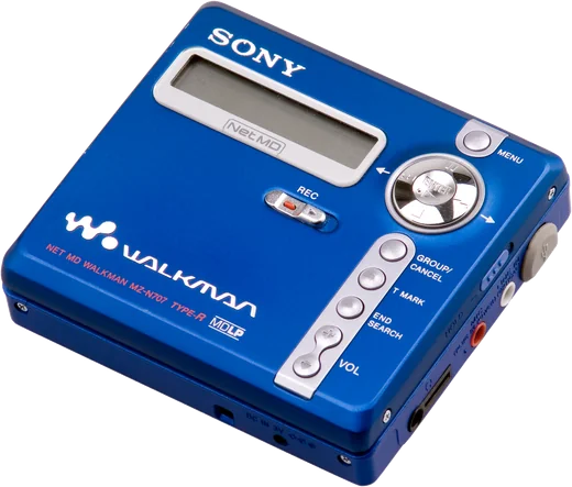 Blauwe MiniDisc-speler